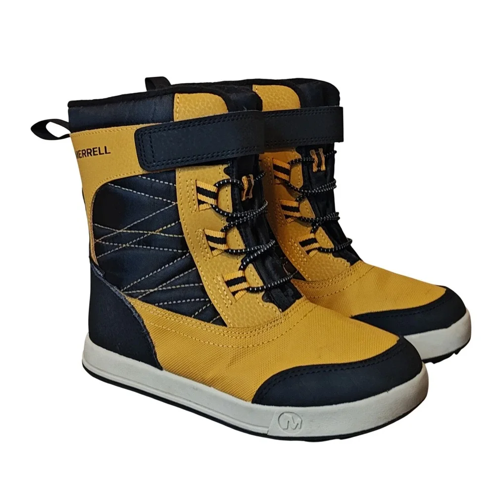 Merrell Snow Quest‎ Lite 3.0 Kids Size 1 Yellow Black Waterproof Winter Boots